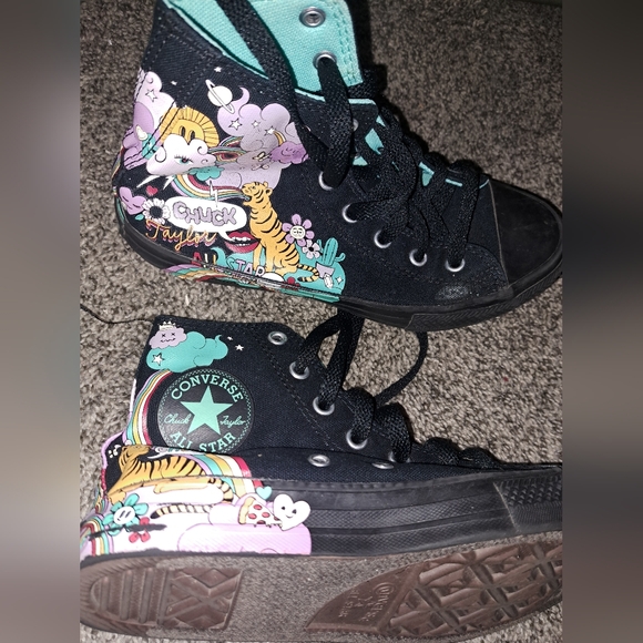 Converse Other - 2 Youth Converse psychedelic pattern high top shoes.